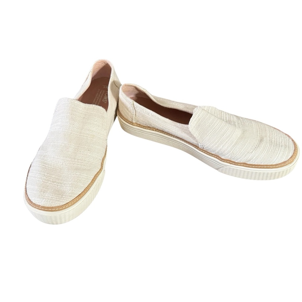Toms Cream Sneakers with Textured Fabric and Rubber Sole